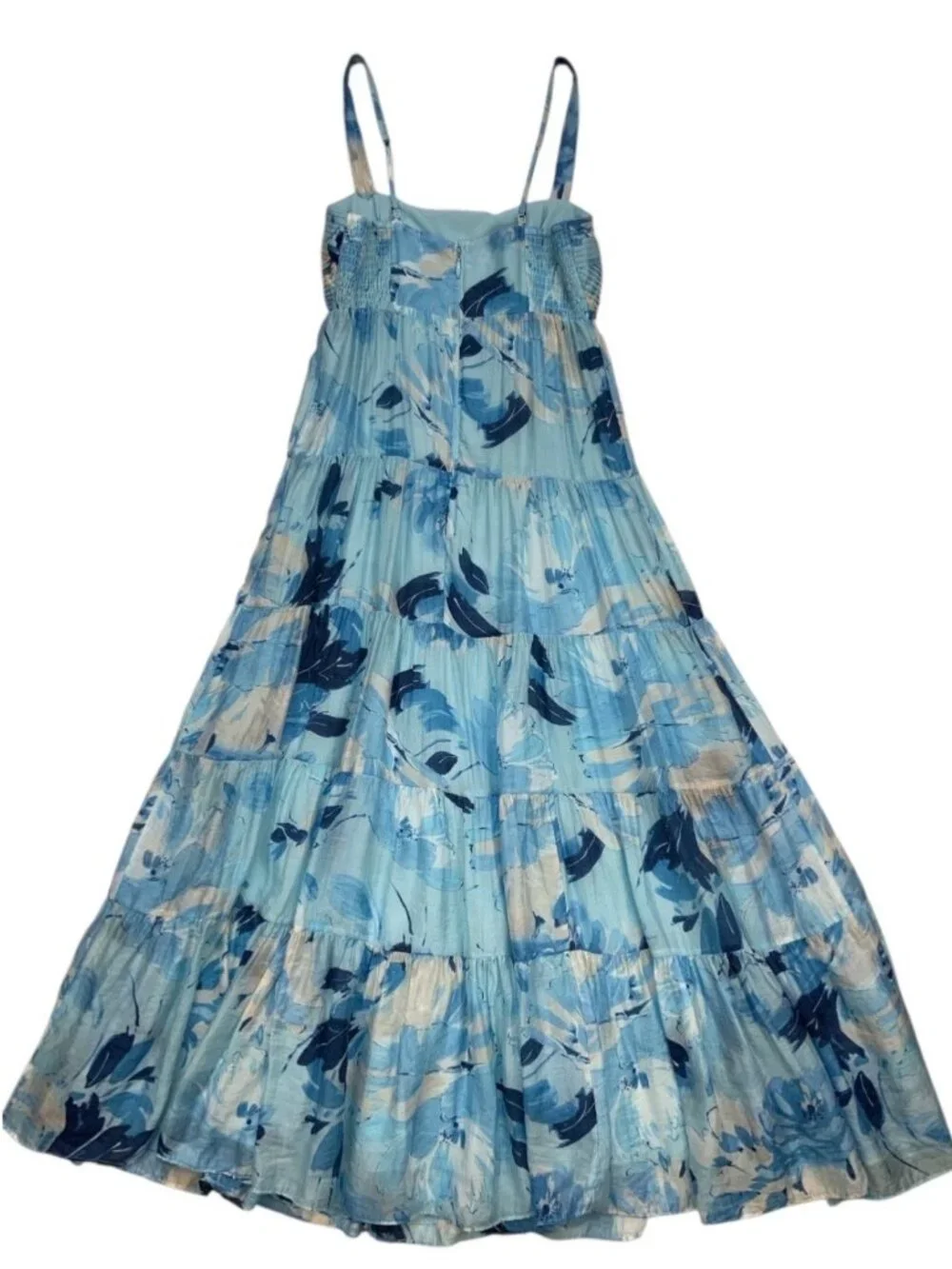 Abercrombie and Fitch Floral Tiered Maxi Dress SP Petite Blue ALTERED